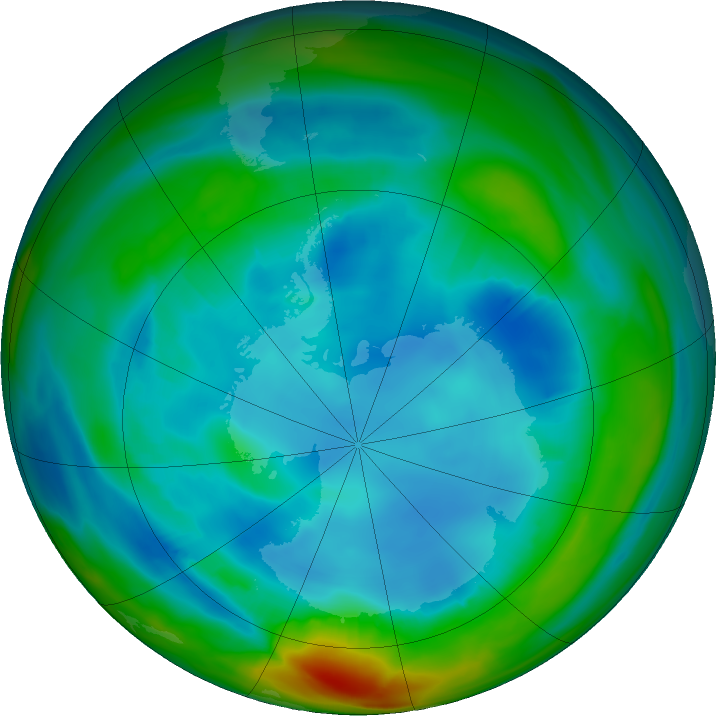 Antarctic ozone map for 01 August 2021